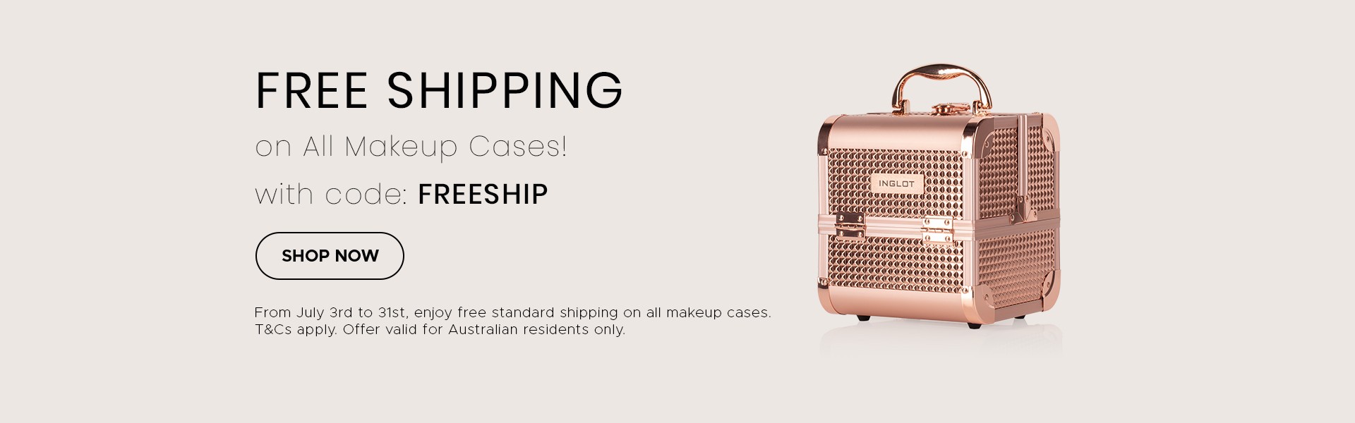Free shipping on all makeup cases